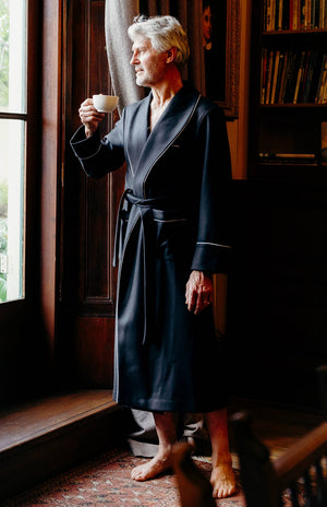 Black Signature Cashmere Wool Dressing Gown (6-12)