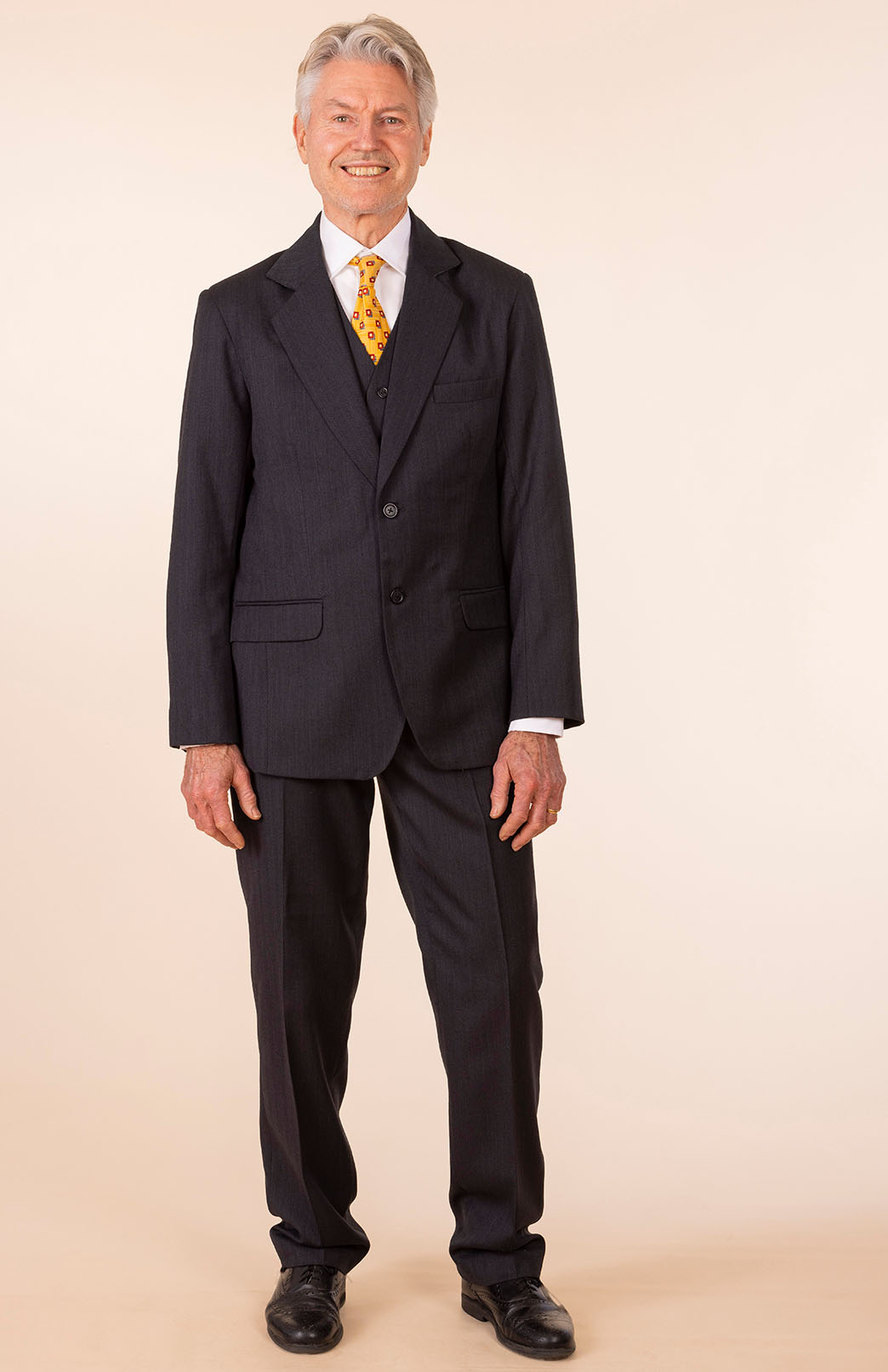 Obsidian Grey Herringbone Men's Superfine Merino Wool Herringbone Straight Leg Suit Pants 
