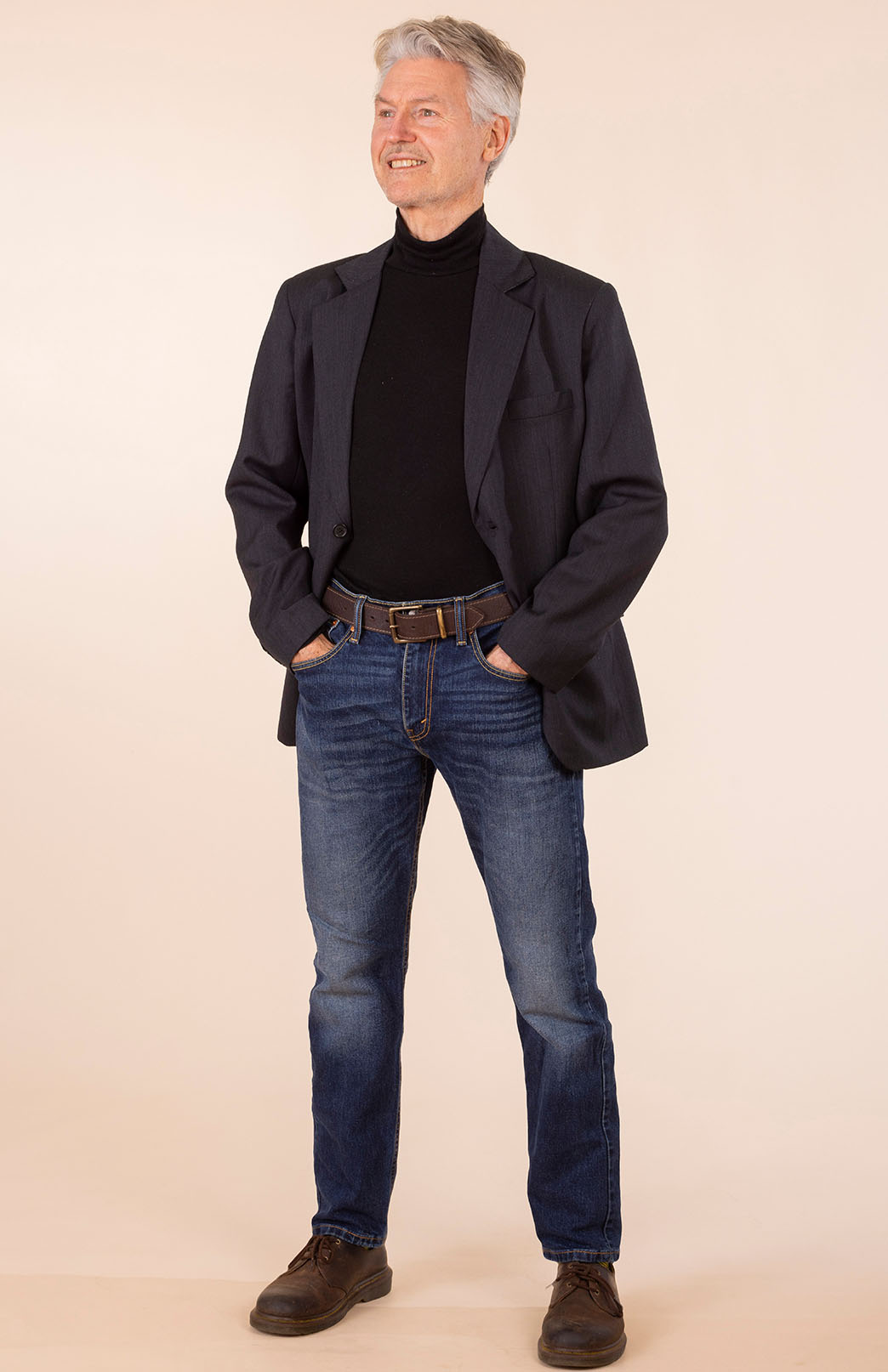 Obsidian Grey Herringbone Men's Superfine Merino Wool Herringbone Blazer Jacket with Silk Lining