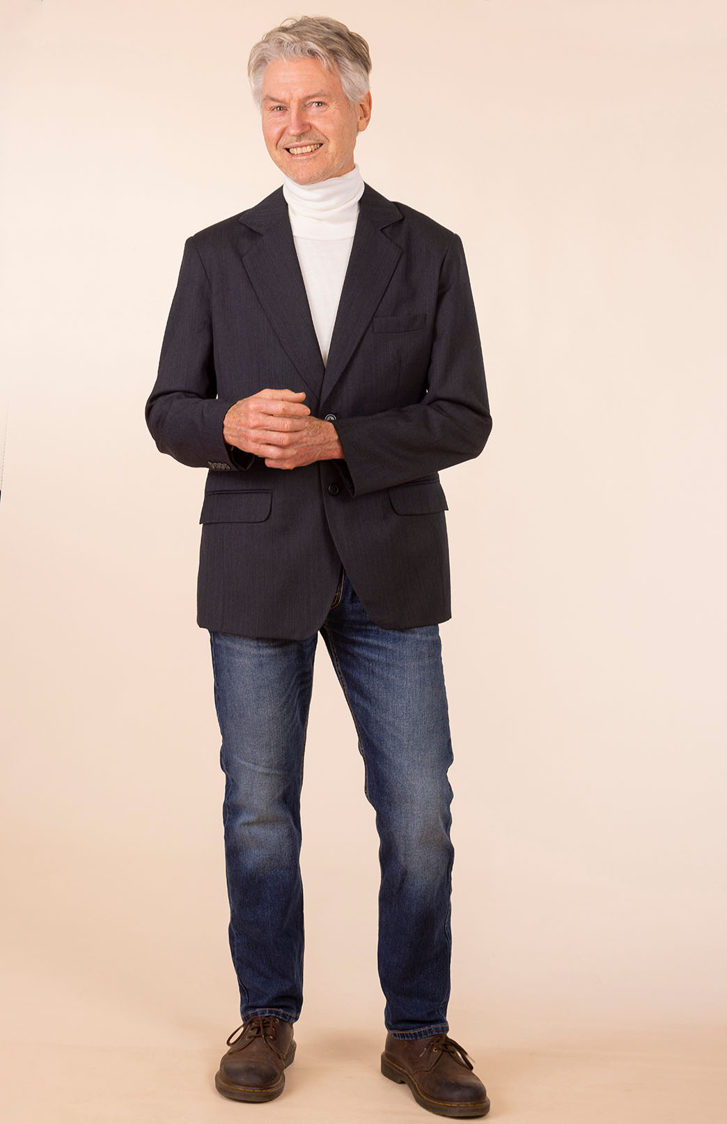 Obsidian Grey Herringbone Men's Superfine Merino Wool Herringbone Blazer Jacket with Silk Lining