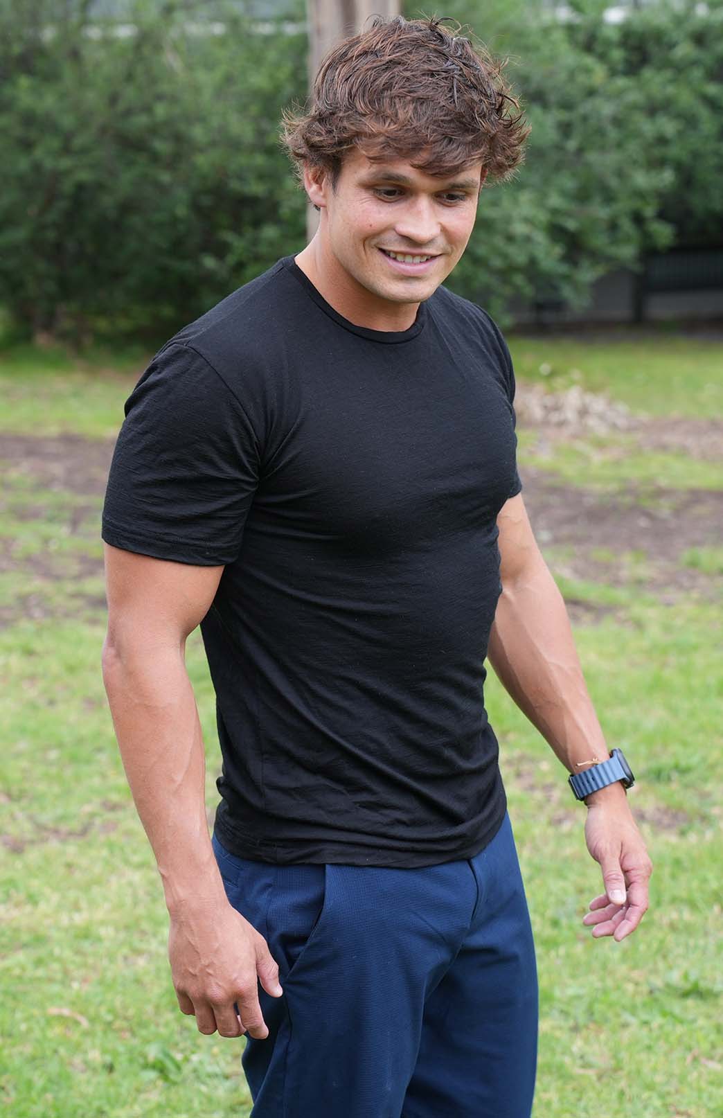 Black Men's Merino Wool T-Shirt