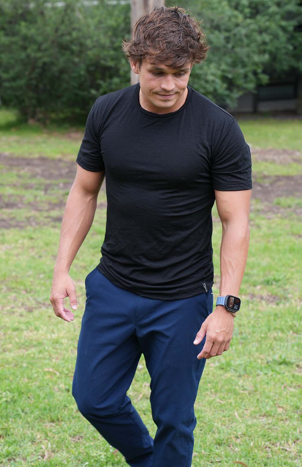 Black Men's Merino Wool T-Shirt