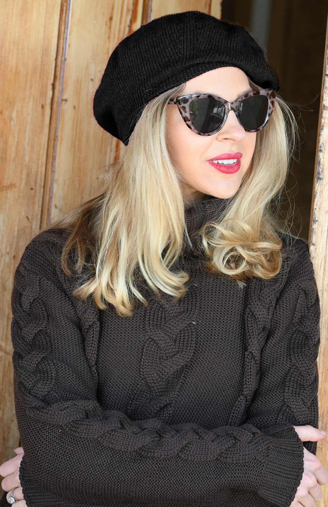 Black Unisex Merino Wool &amp;amp; Possum Fur Beret

