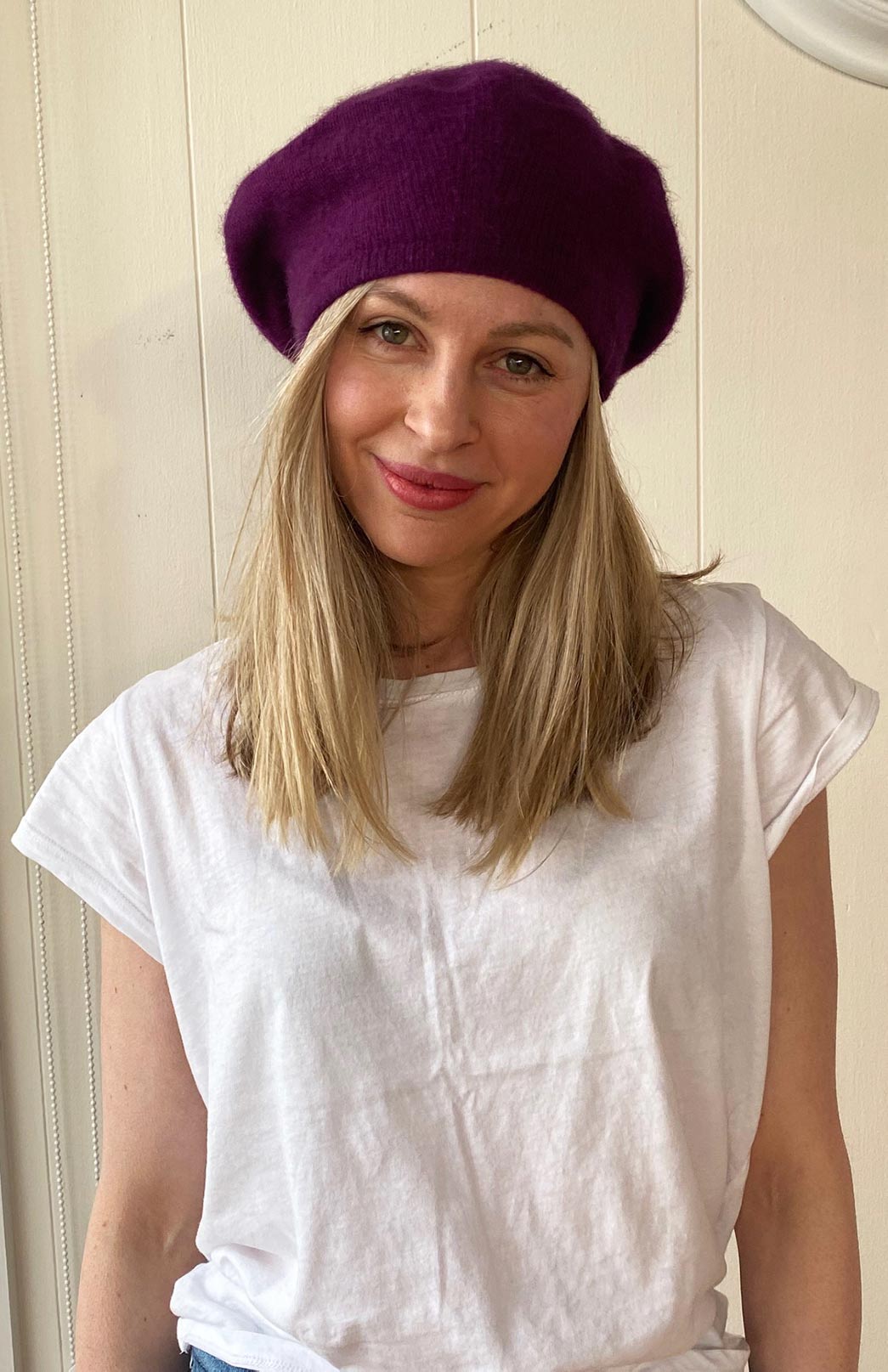 Blackberry Unisex Merino Wool &amp; Possum Fur Beret