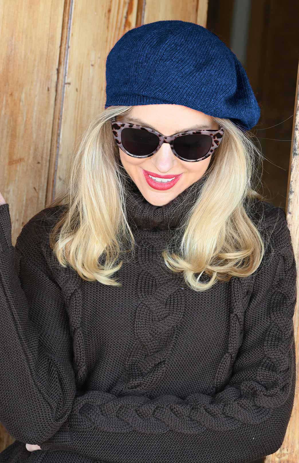 Nautical Blue Unisex Merino Wool &amp; Possum Fur Beret