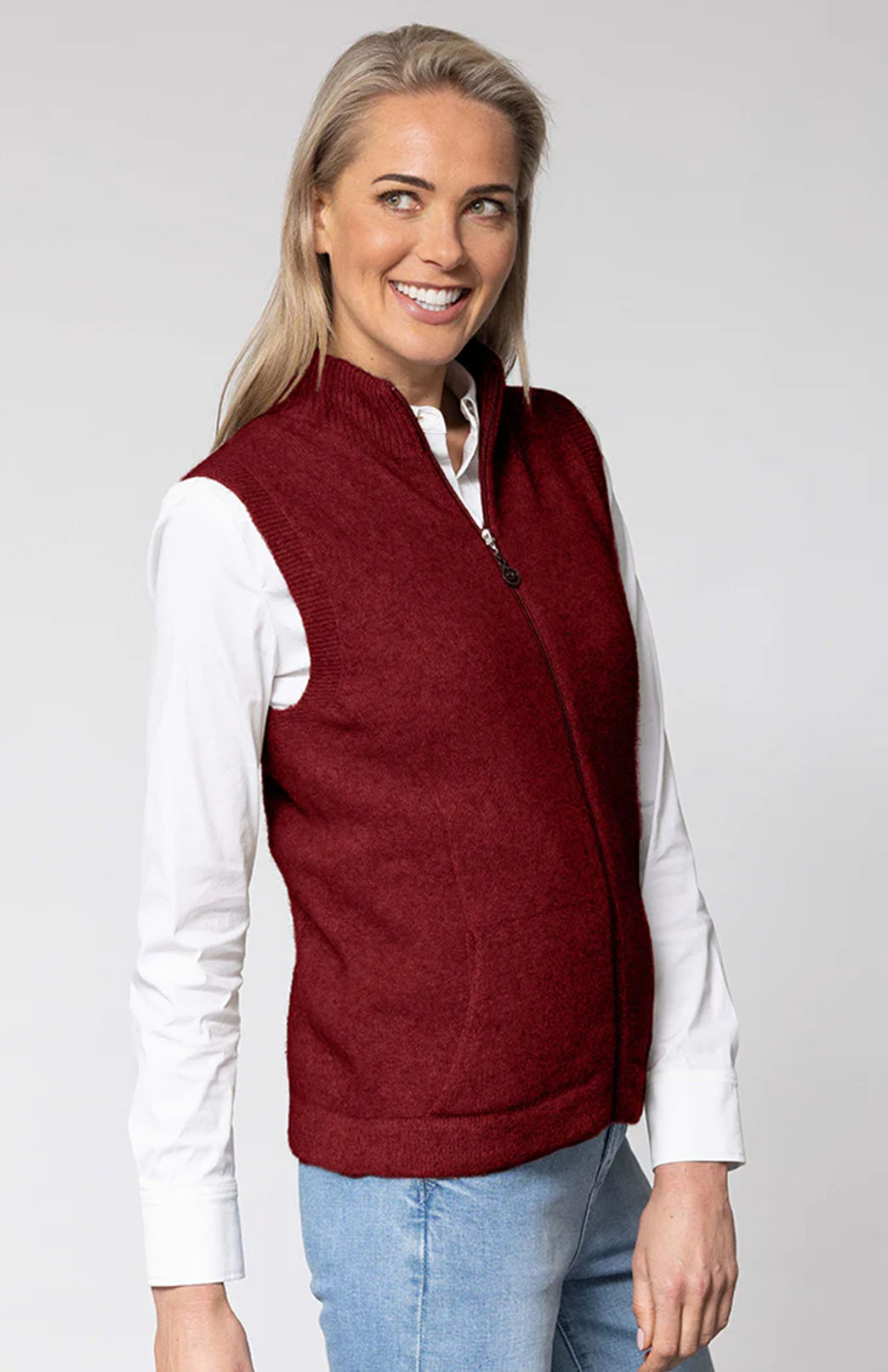 Merino & Possum Gilet Vest Women&#39;s Merino &amp;amp; Possum &amp;amp; Silk Gilet Zip Vest
