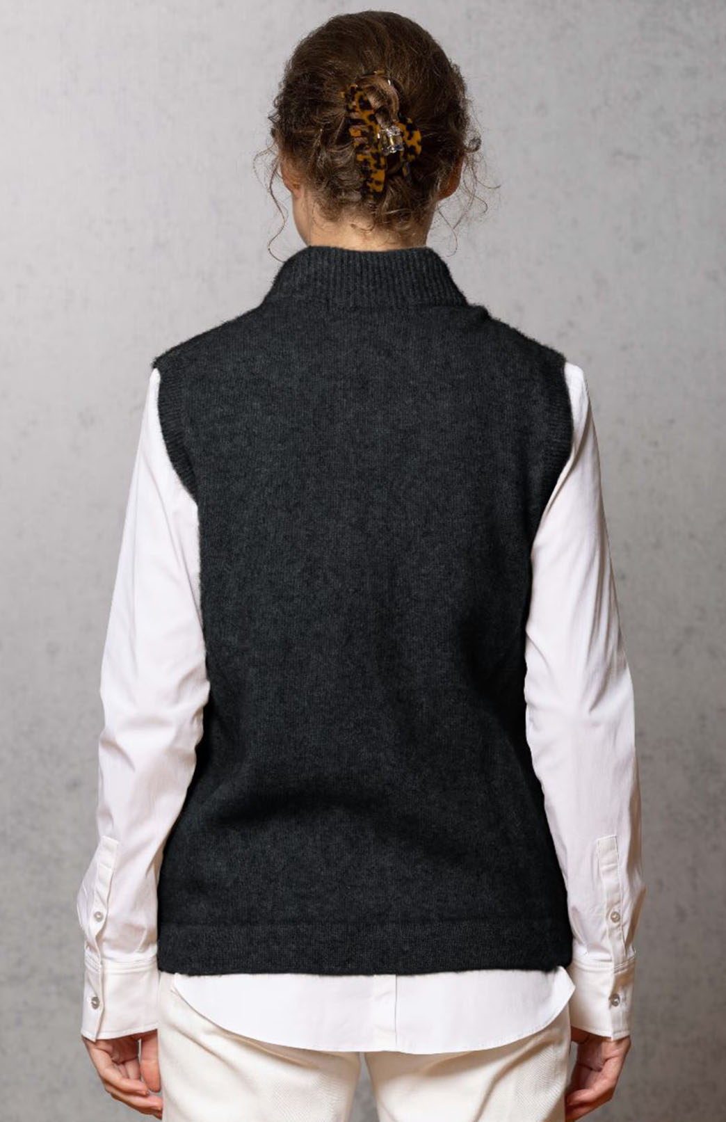 Charcoal Women's Merino &amp; Possum &amp; Silk Gilet Zip Vest