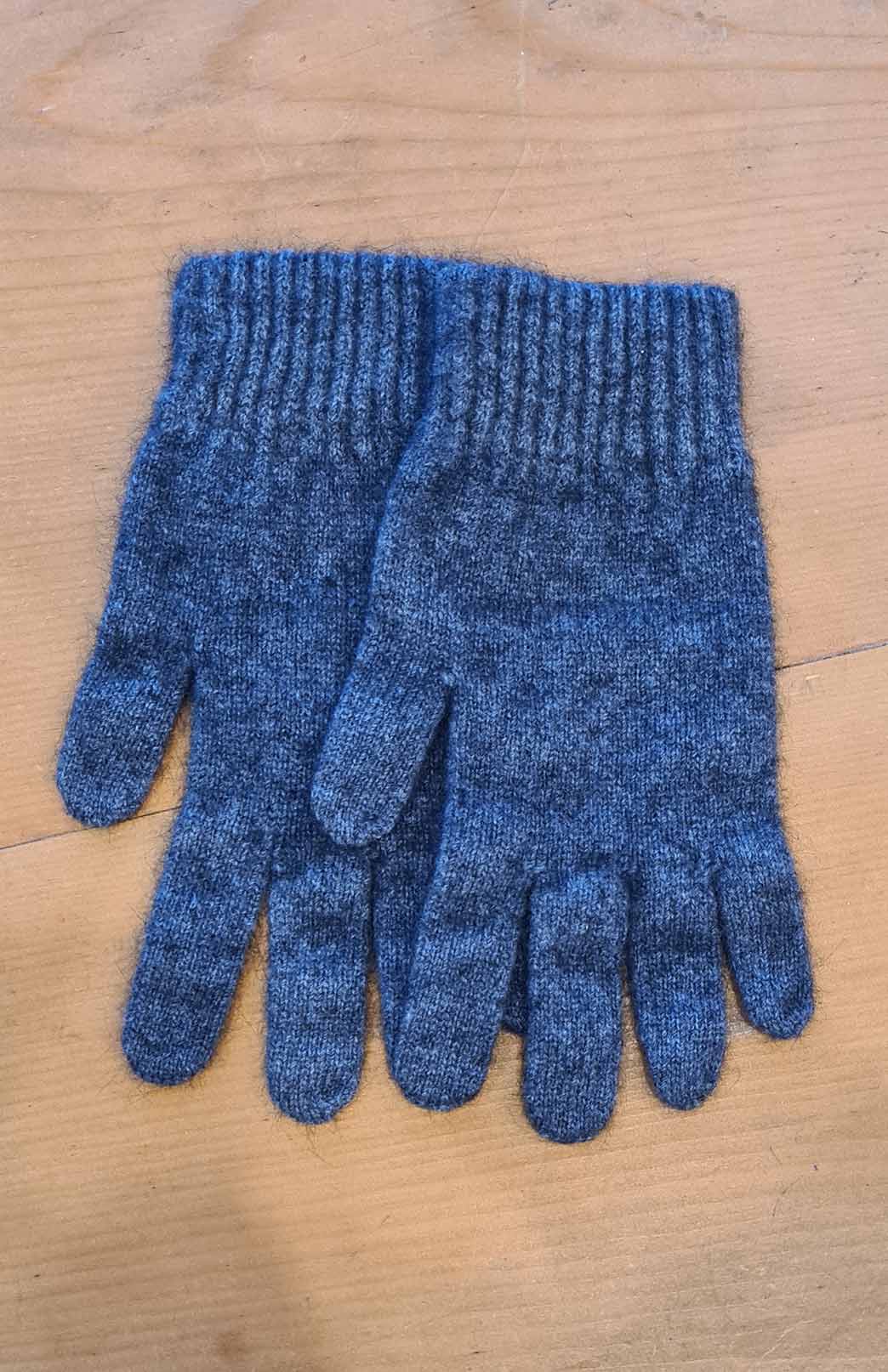 Denim Marl Unisex Merino Wool &amp; Possum Fur Gloves 
