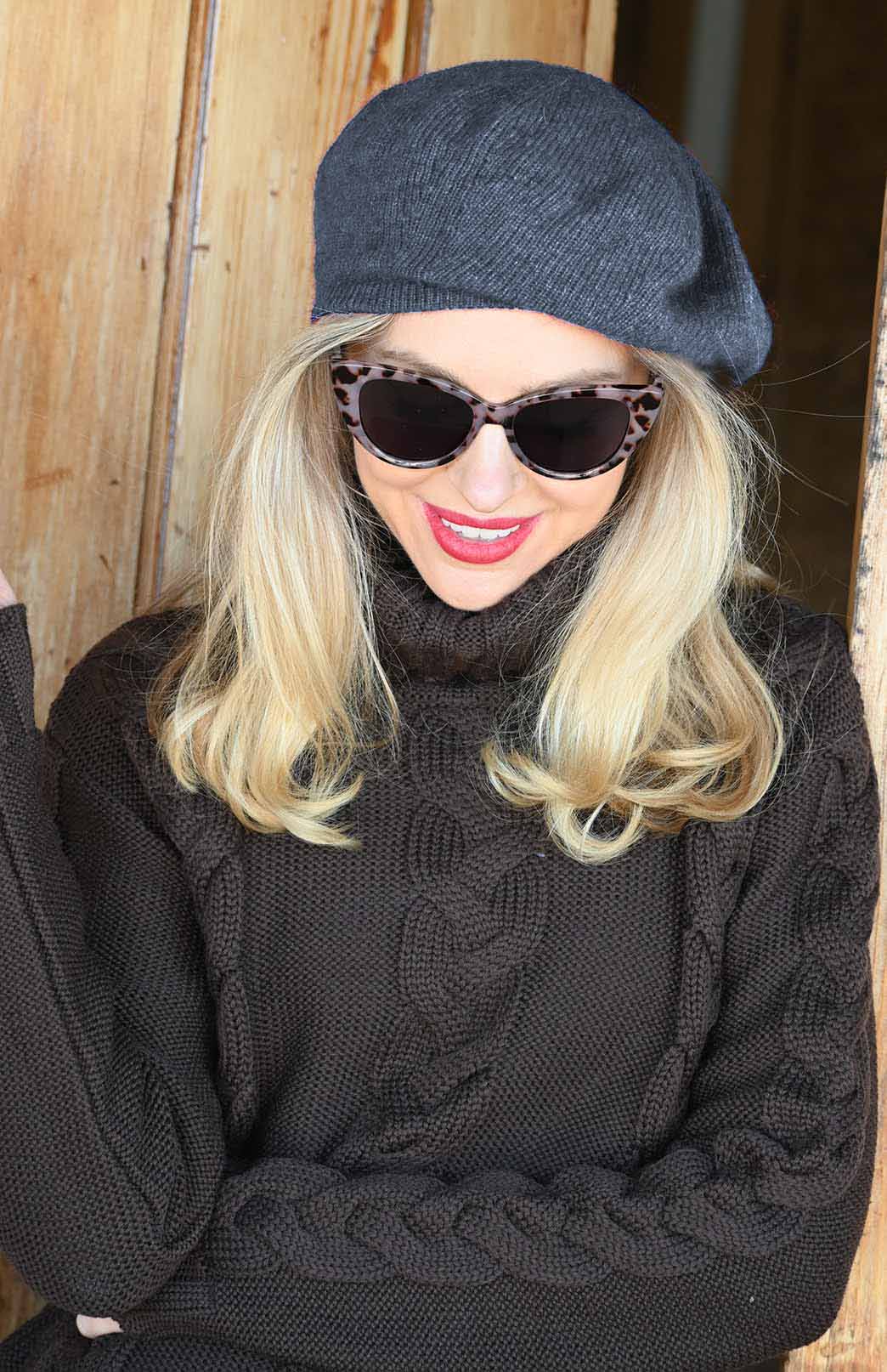 Steel Blue Unisex Merino Wool &amp; Possum Fur Beret