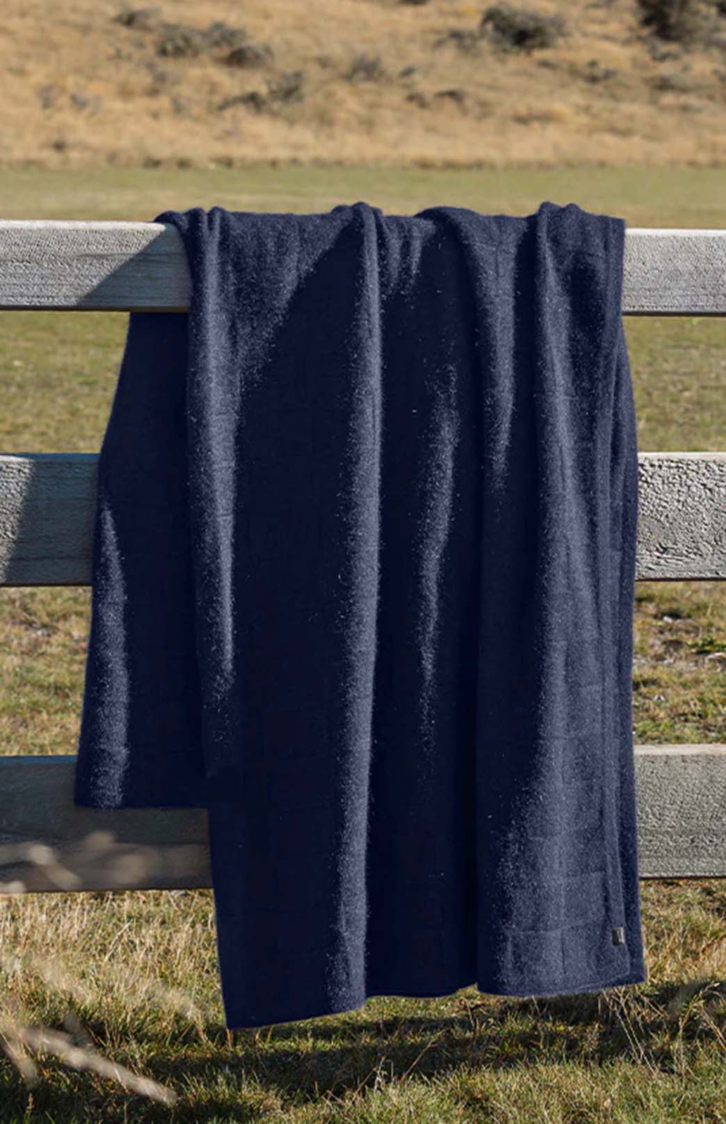 Navy Blue Merino &amp; Possum Queen Size Throw Blanket