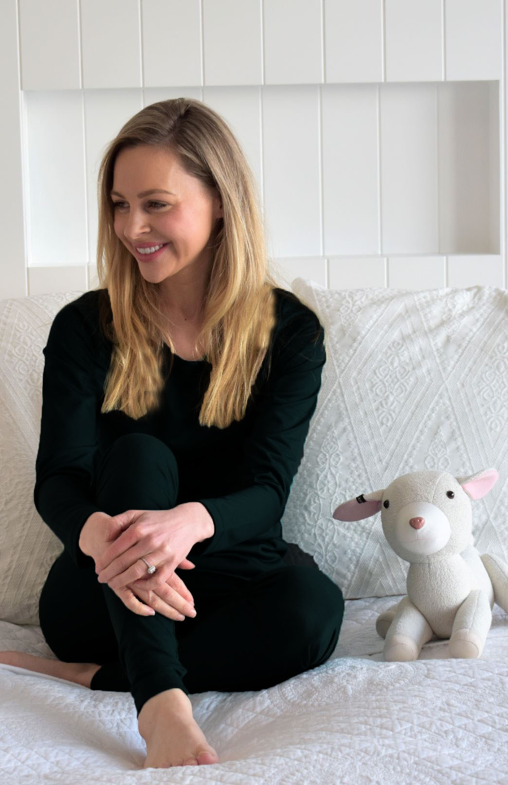 Black Women&#39;s Merino Wool Top and Leggings - Winter Pyjama Set
