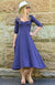 Grape Purple Women&#39;s Scoop Neck Empire Waist Merino Wool Midi Length Dress
