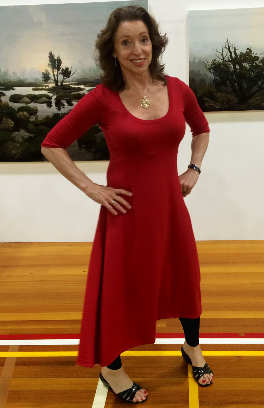 Flame Red Women's Merino Wool Long Dress
