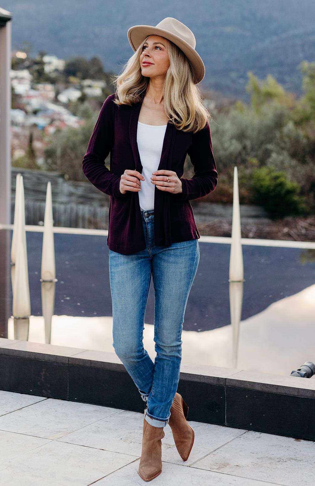 Mini Drape Cardigan Women's Merino Wool Mini Drape Cardigan