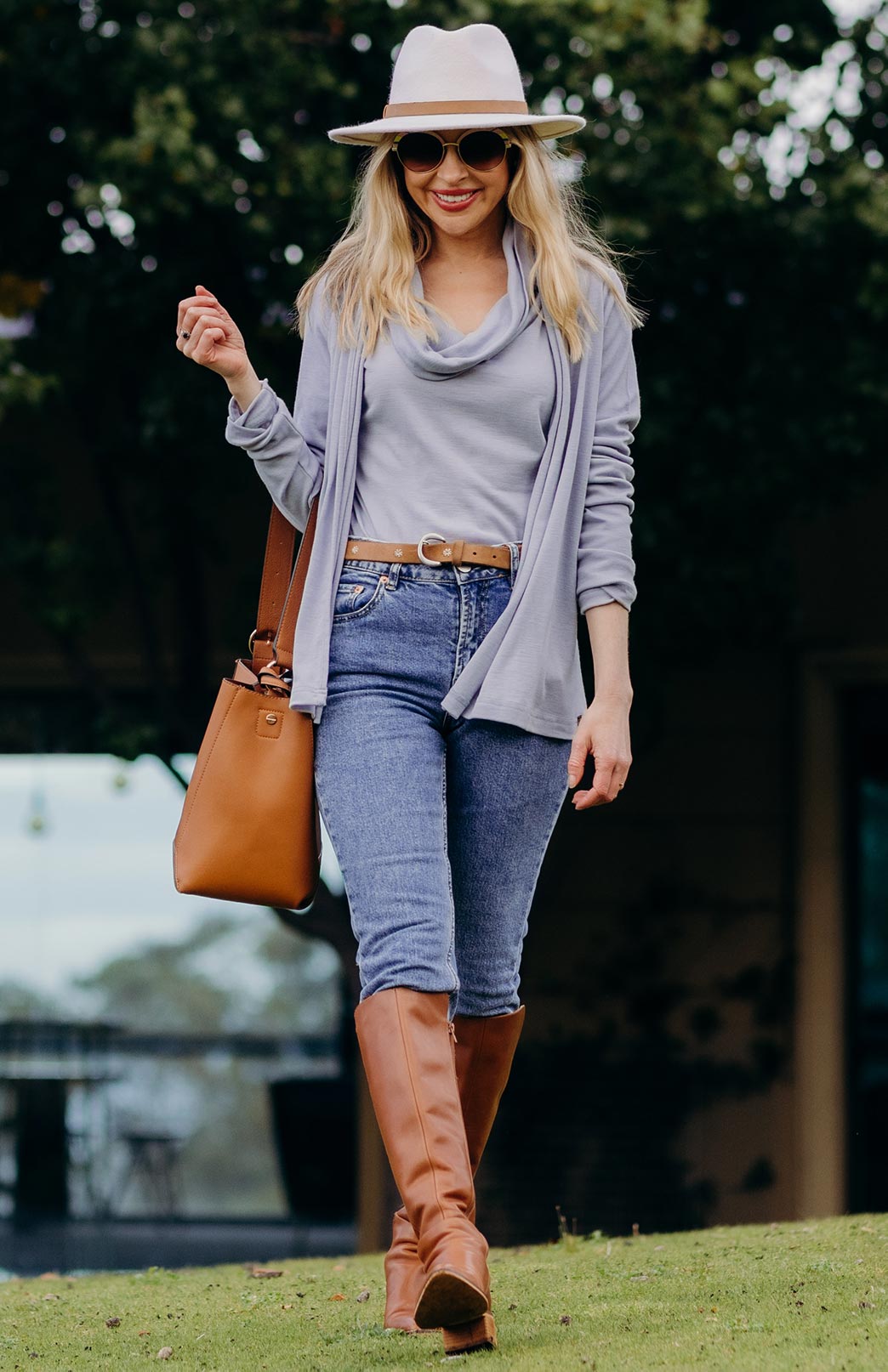 Blue Lilac Women's Merino Wool Mini Drape Cardigan