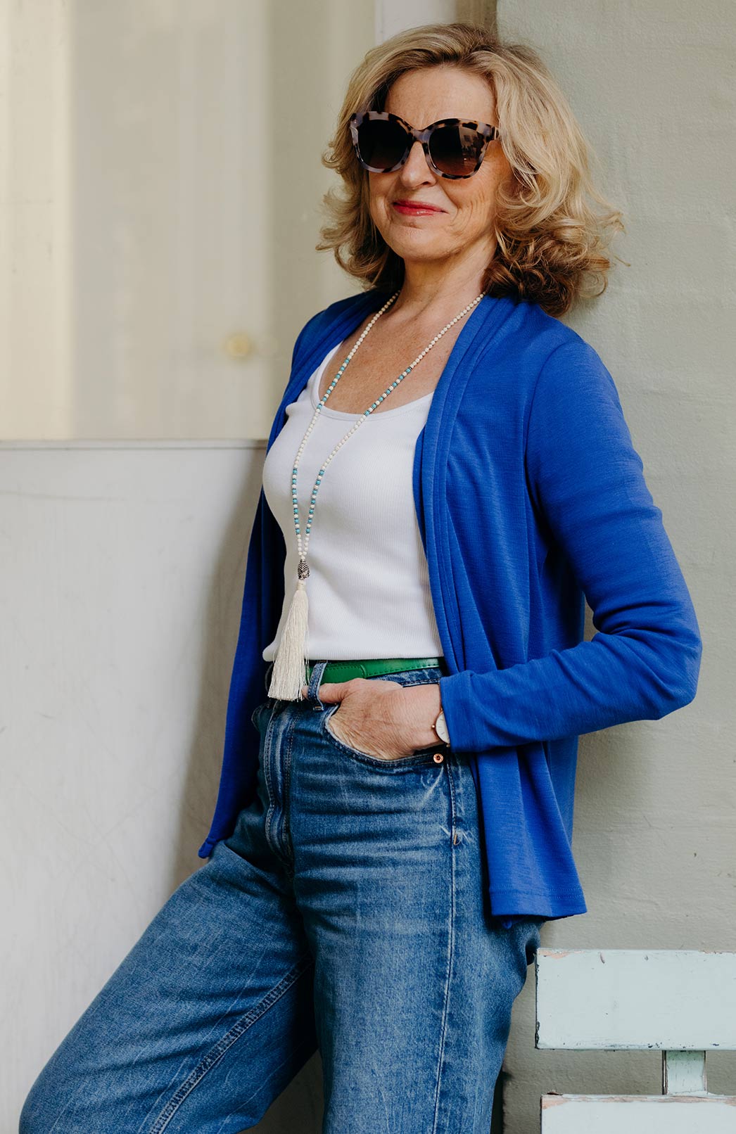 Crisp White Women's Super Scoop Neck 3/4 Sleeve Organic Cotton Top