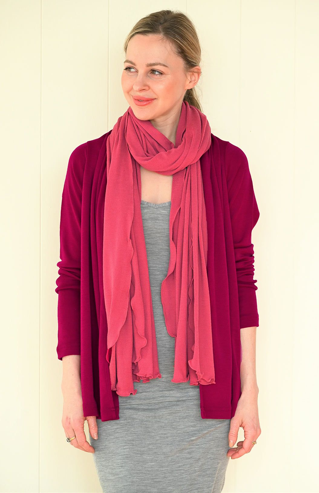Raspberry Pink Women's Merino Wool Luxury Scarf