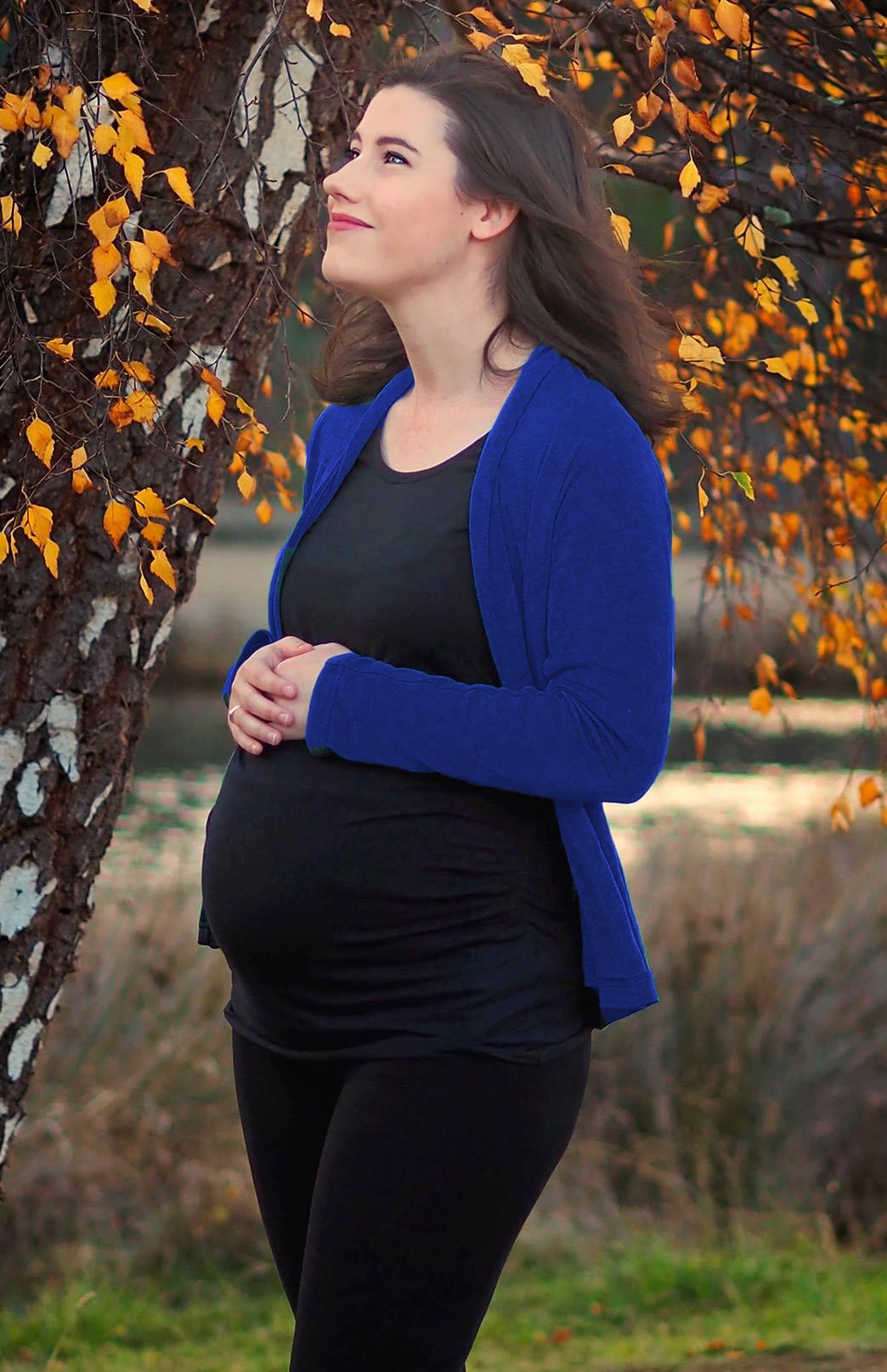 Sapphire Blue Women's Merino Wool Mini Drape Cardigan