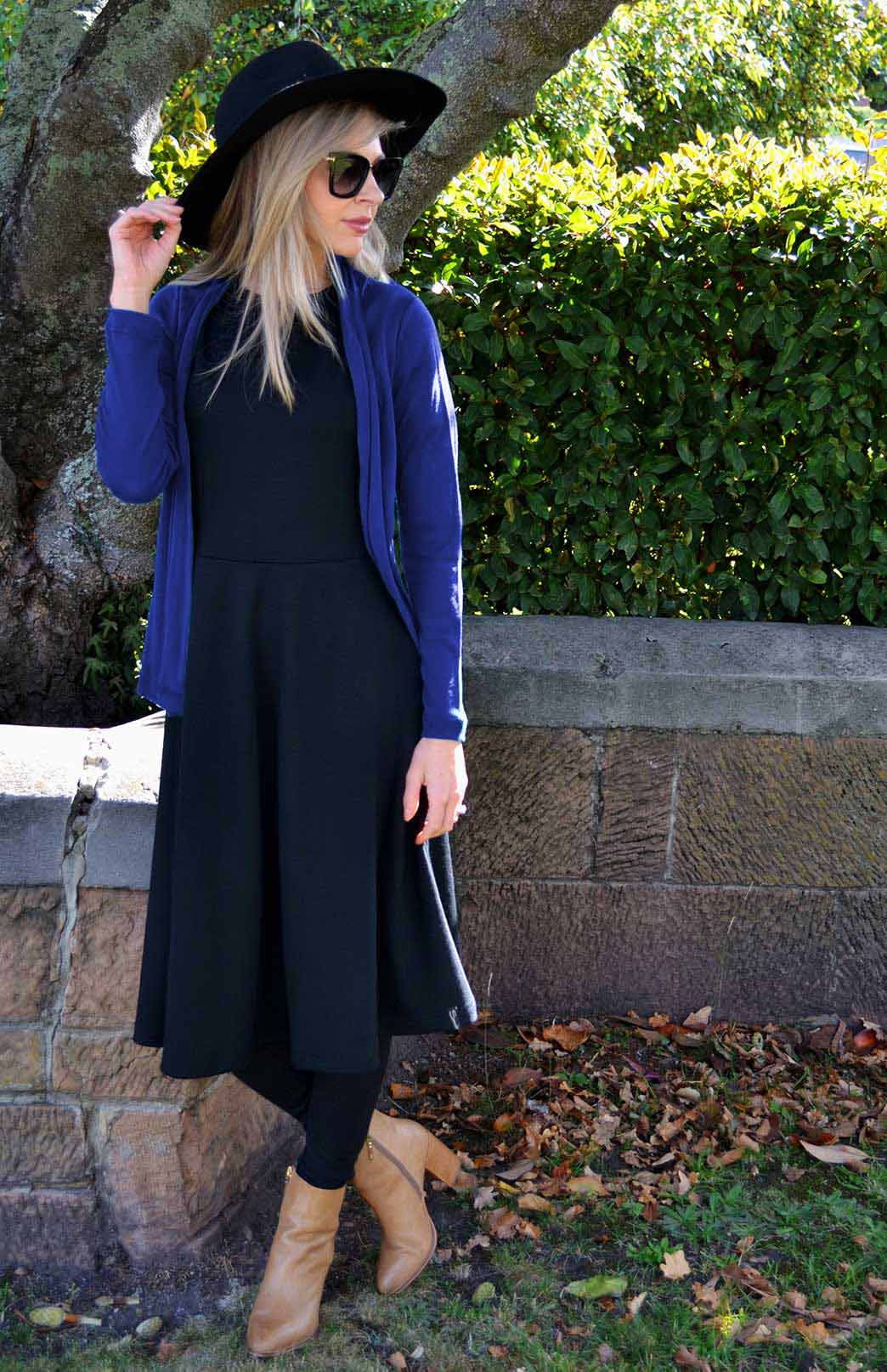 Sapphire Blue Women's Merino Wool Mini Drape Cardigan