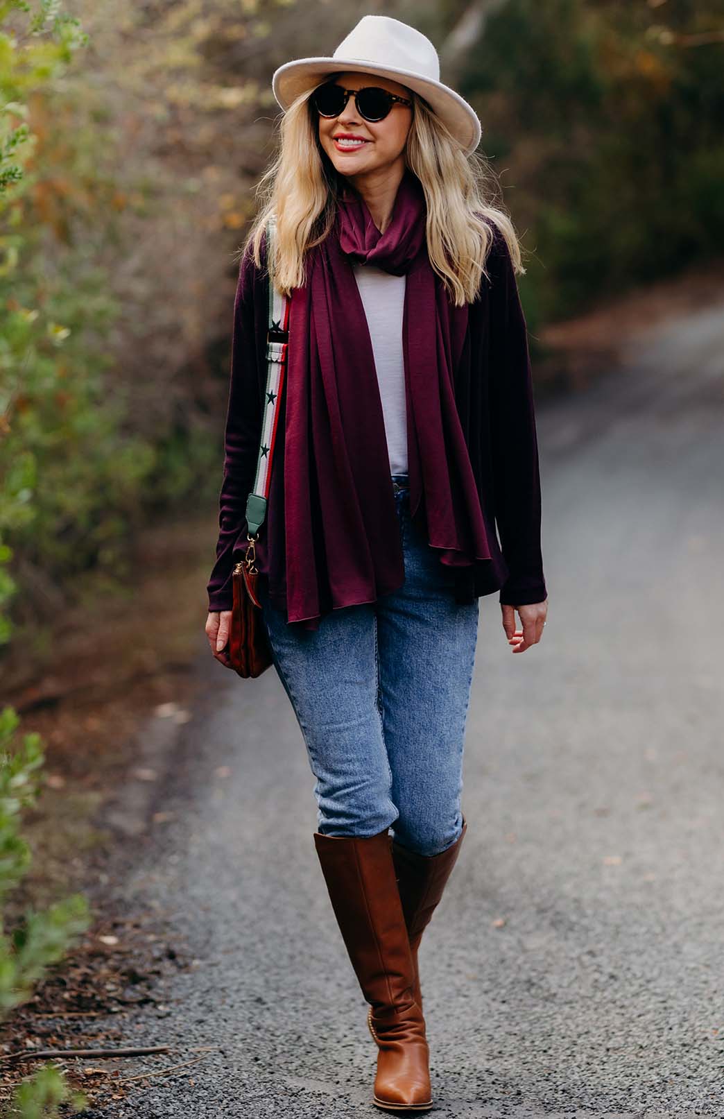 Aubergine Purple Women's Merino Wool Mini Drape Cardigan