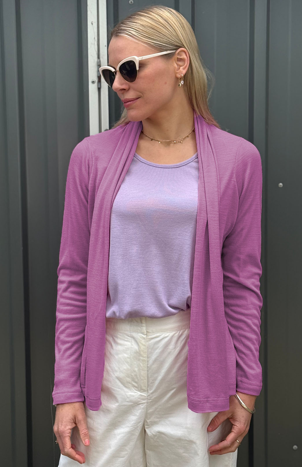 Damson Fig Women's Merino Wool Mini Drape Cardigan