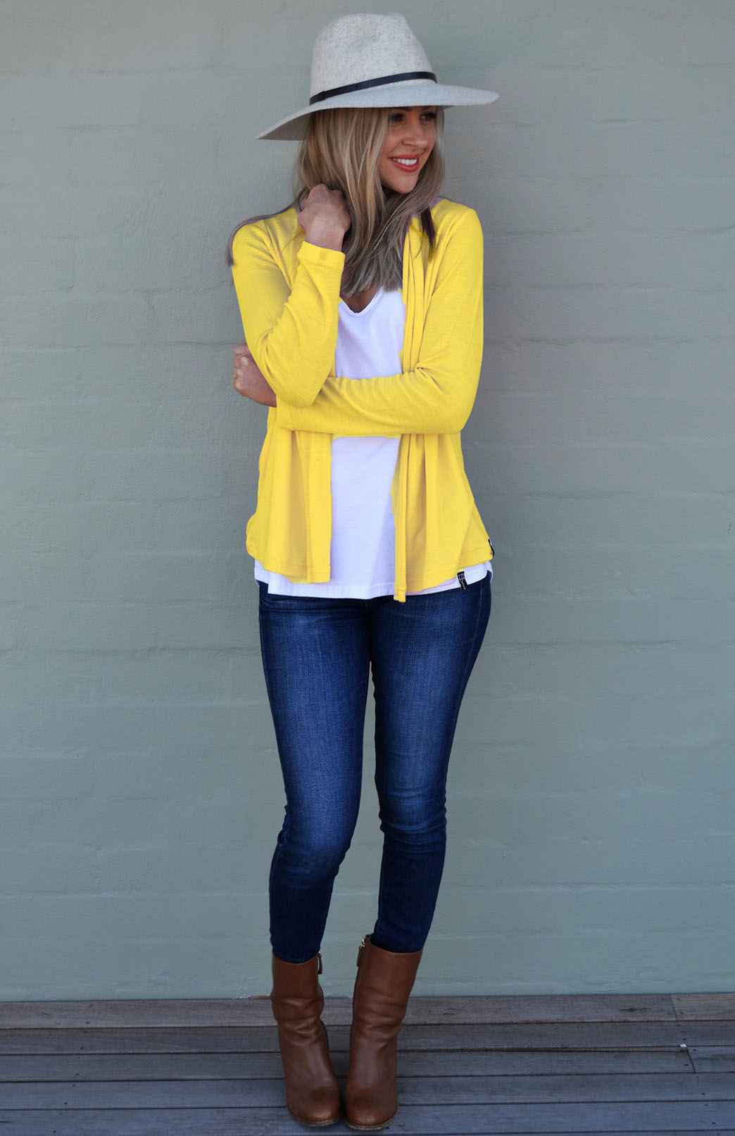Lemon Zest Yellow Women's Merino Wool Mini Drape Cardigan