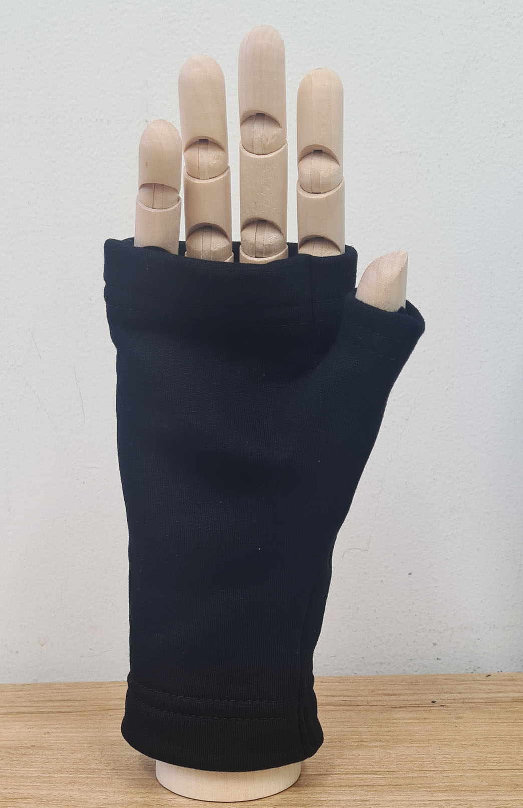 Black Fleece Merino Wool Thermal Fingerless Mittens