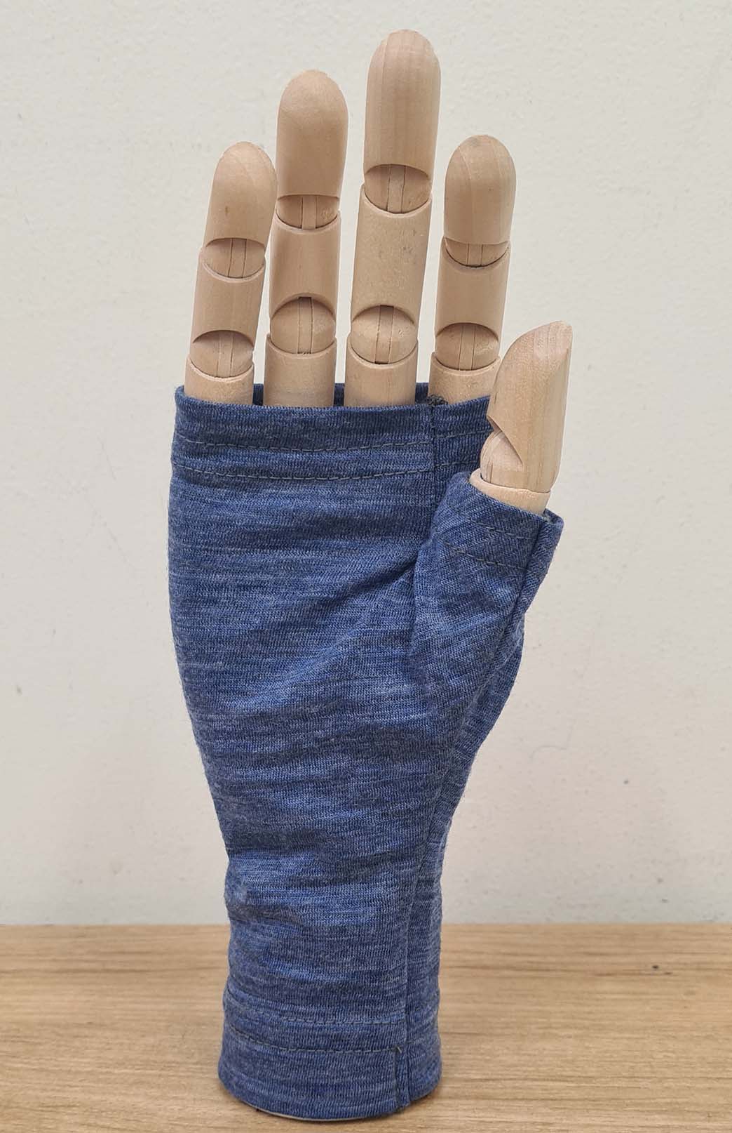 Blue Marl Merino Wool Thermal Fingerless Mittens