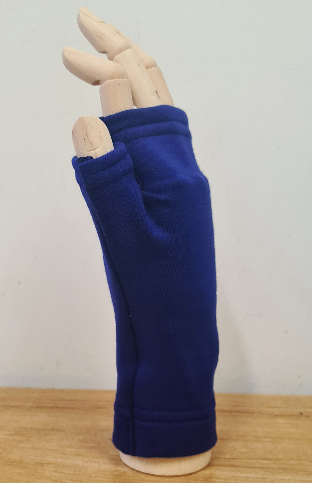 Cobalt Blue Fleece Merino Wool Thermal Fingerless Mittens