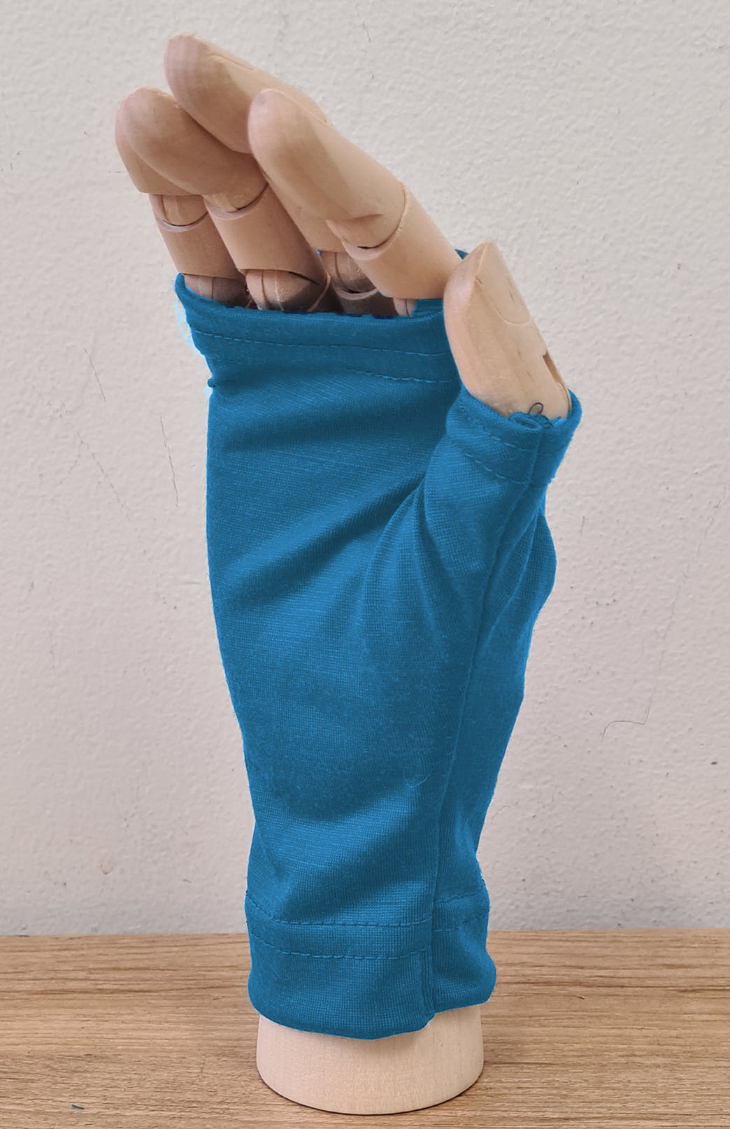 Dragonfly Teal Merino Wool Thermal Fingerless Mittens