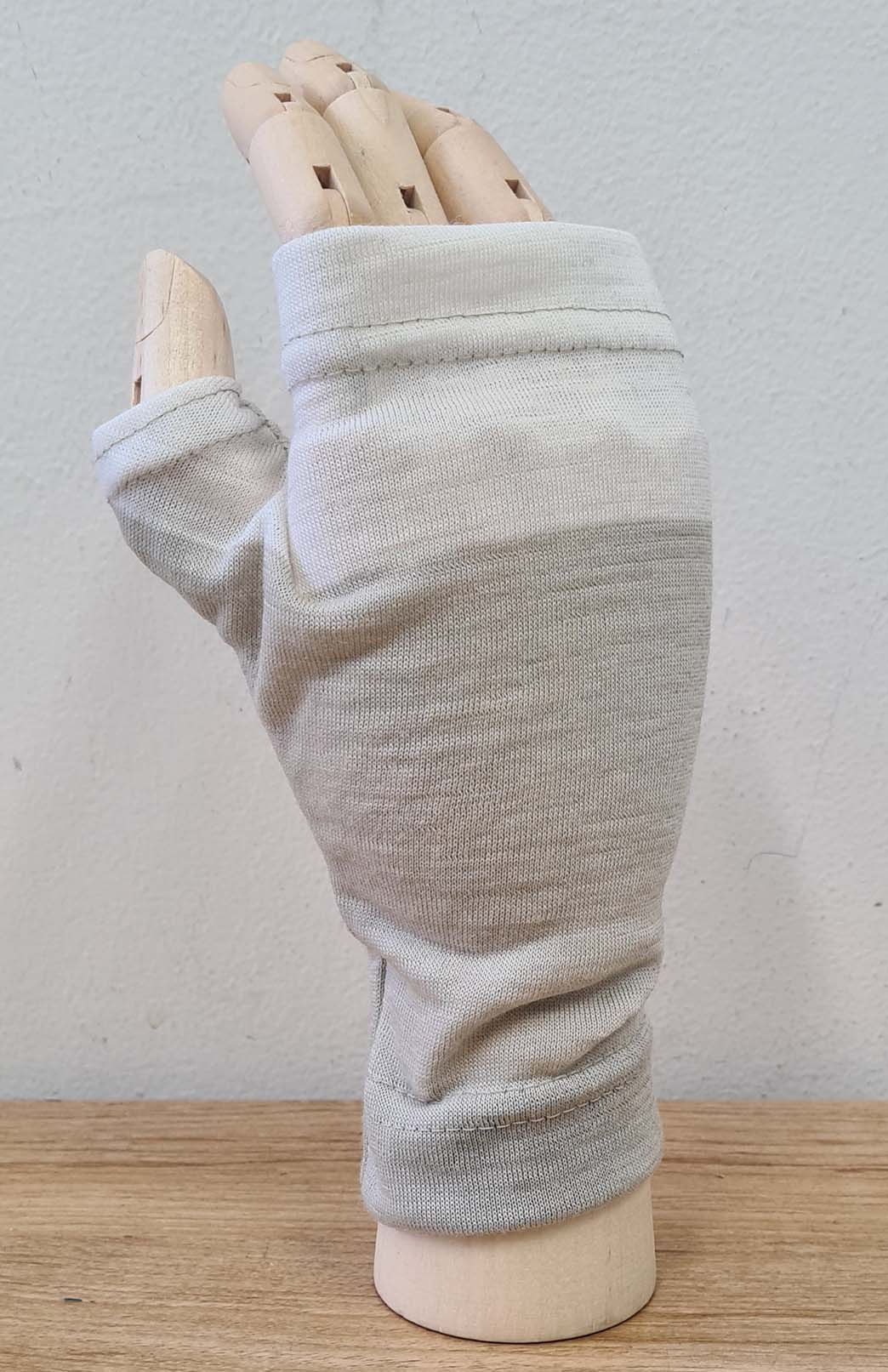 Ivory Multi Stripe Merino Wool Thermal Fingerless Mittens