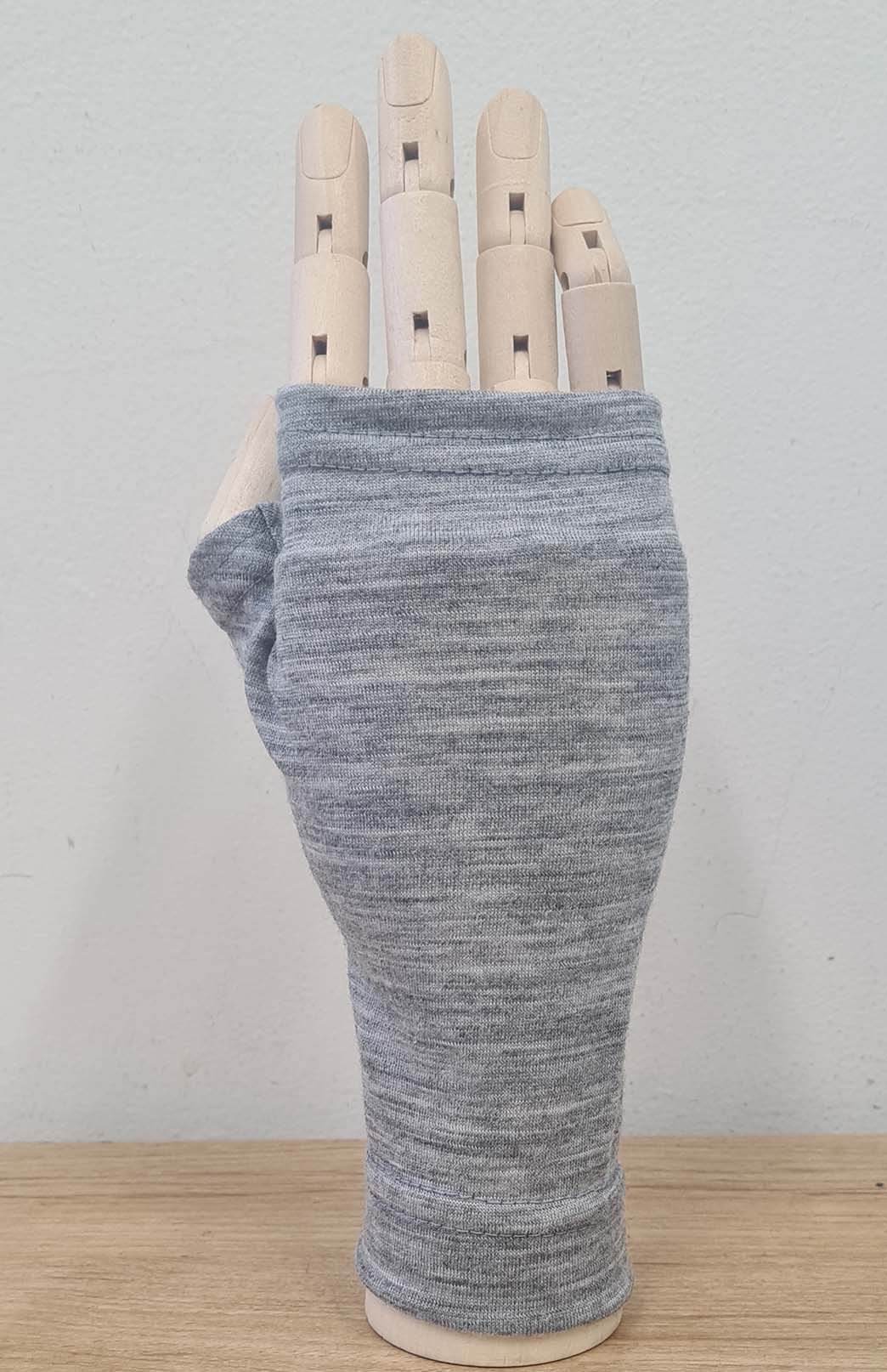 Light Grey Marl Merino Wool Thermal Fingerless Mittens