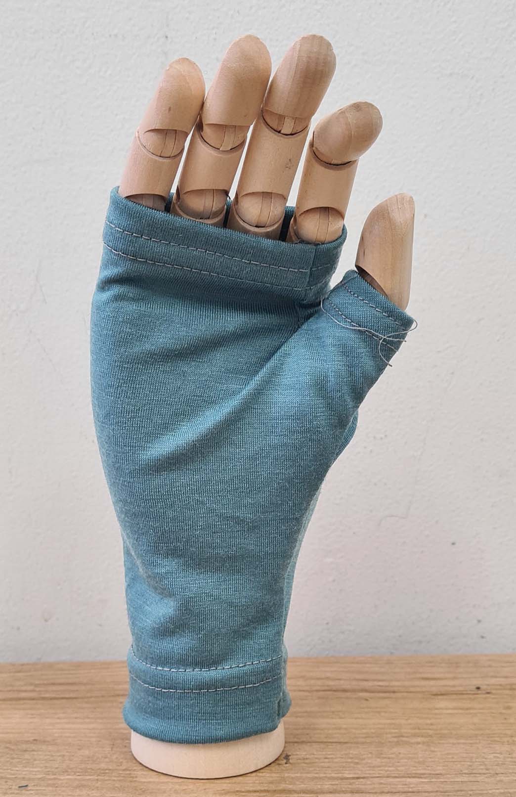 Sage Green Merino Wool Thermal Fingerless Mittens