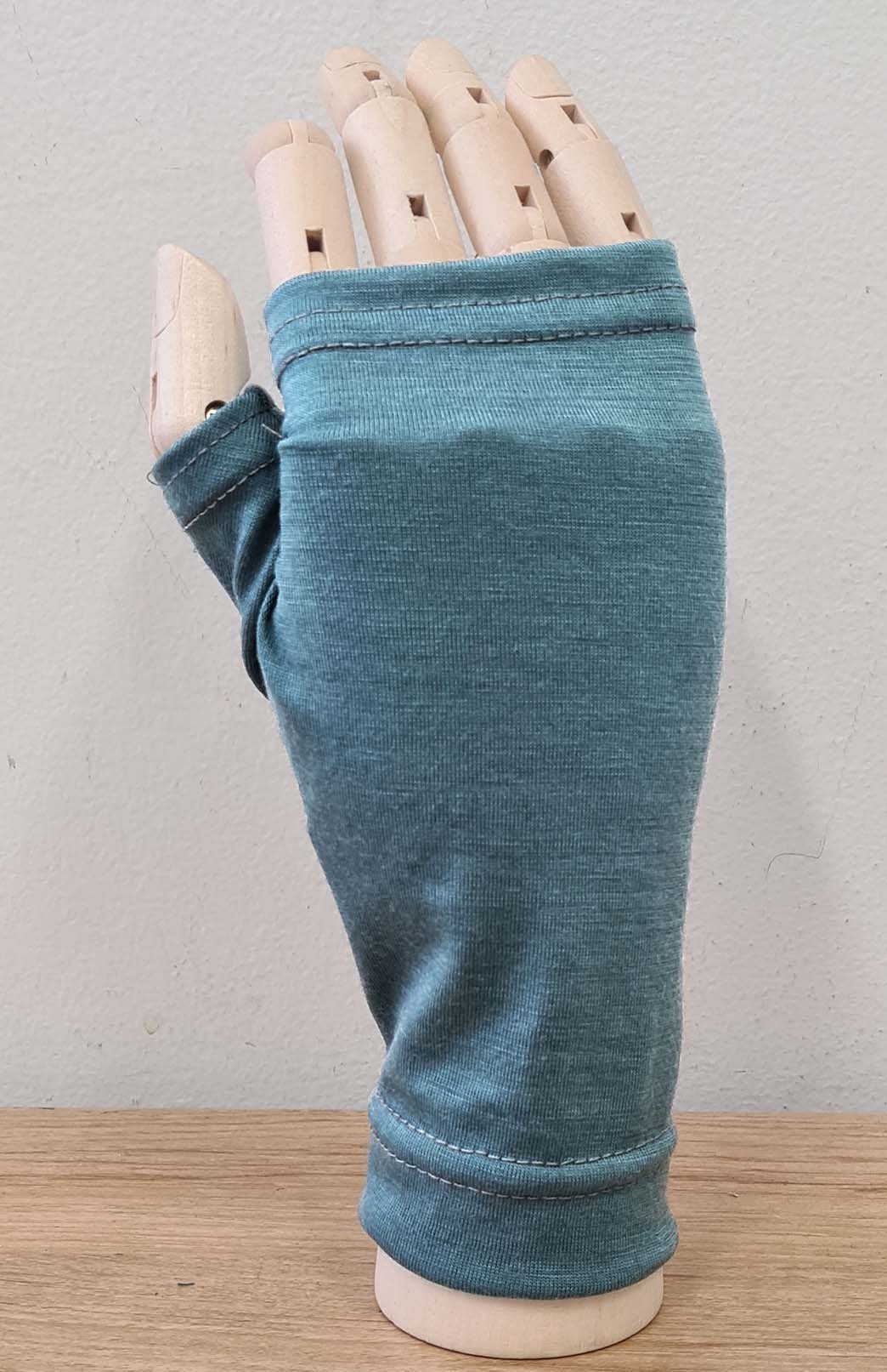 Sage Green Merino Wool Thermal Fingerless Mittens