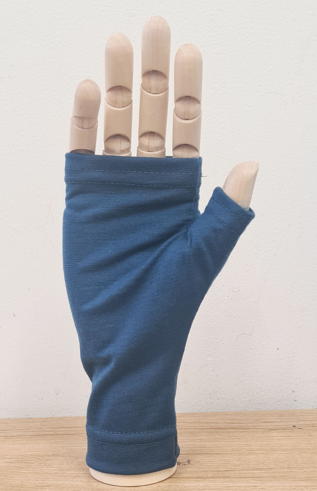 Storm Teal Merino Wool Thermal Fingerless Mittens