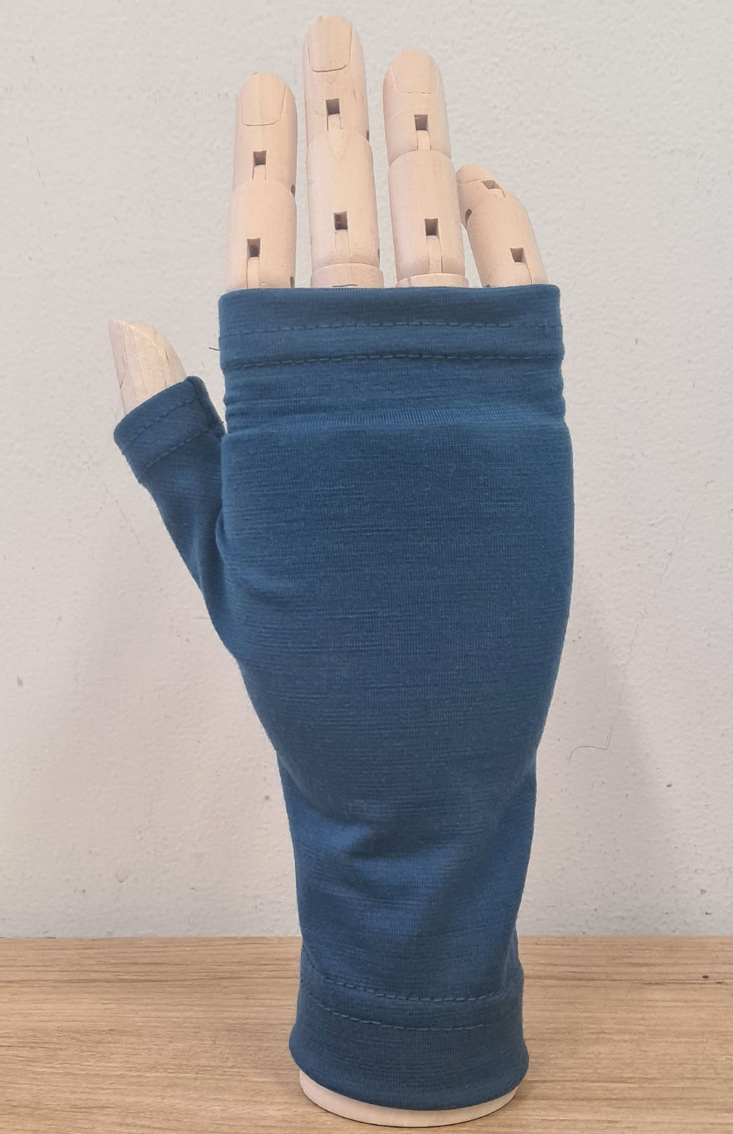 Storm Teal Merino Wool Thermal Fingerless Mittens