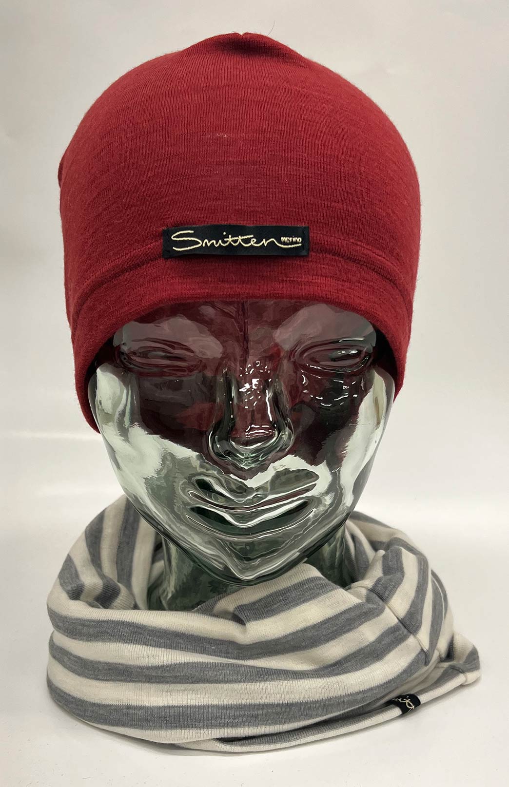 Grey Marl and Ivory Stripe Unisex Merino Wool Thermal Neck Warmer Neck Gaiter