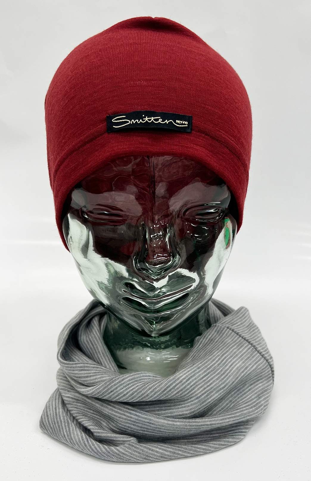 Soft Grey Pinstripe Unisex Merino Wool Thermal Neck Warmer Neck Gaiter