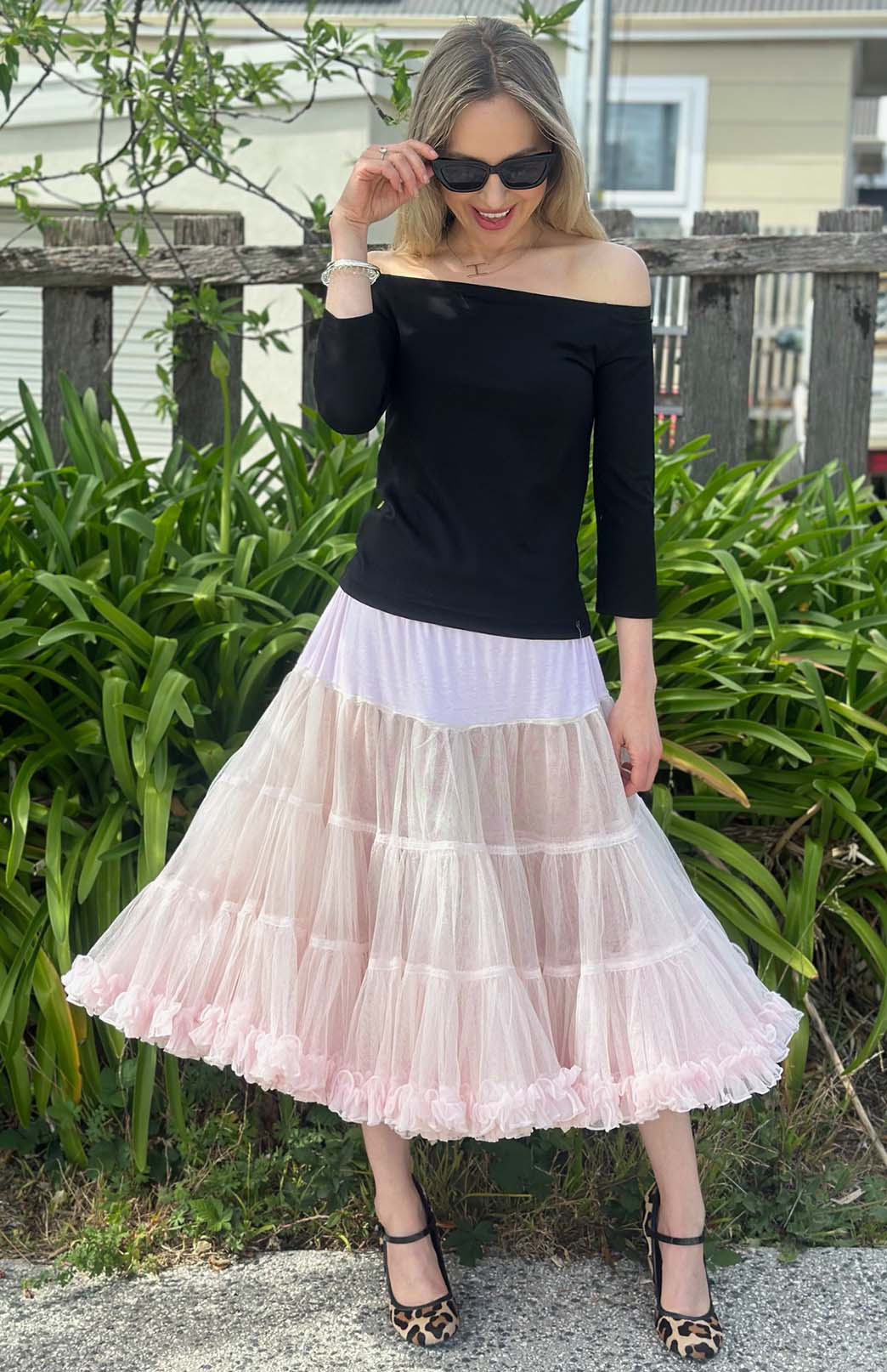 Black Women's Merino Wool Drop Shoulder Top