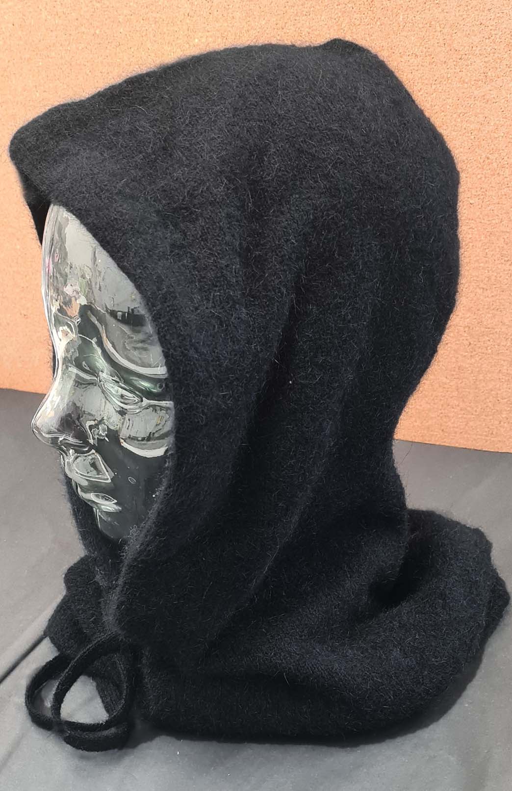 Charcoal Women's Merino Wool &amp;amp; Possum Hood with Ties
