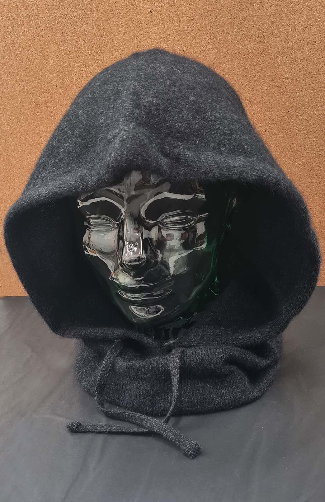 Charcoal Women's Merino Wool &amp; Possum Hood with Ties