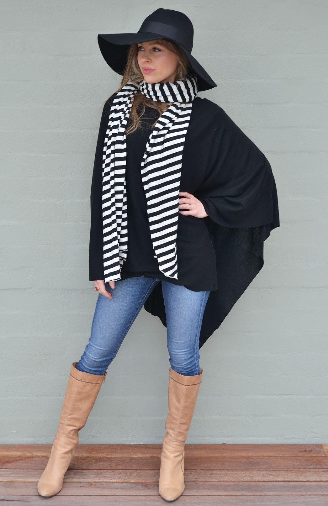 Black Women's Merino Wool Poncho