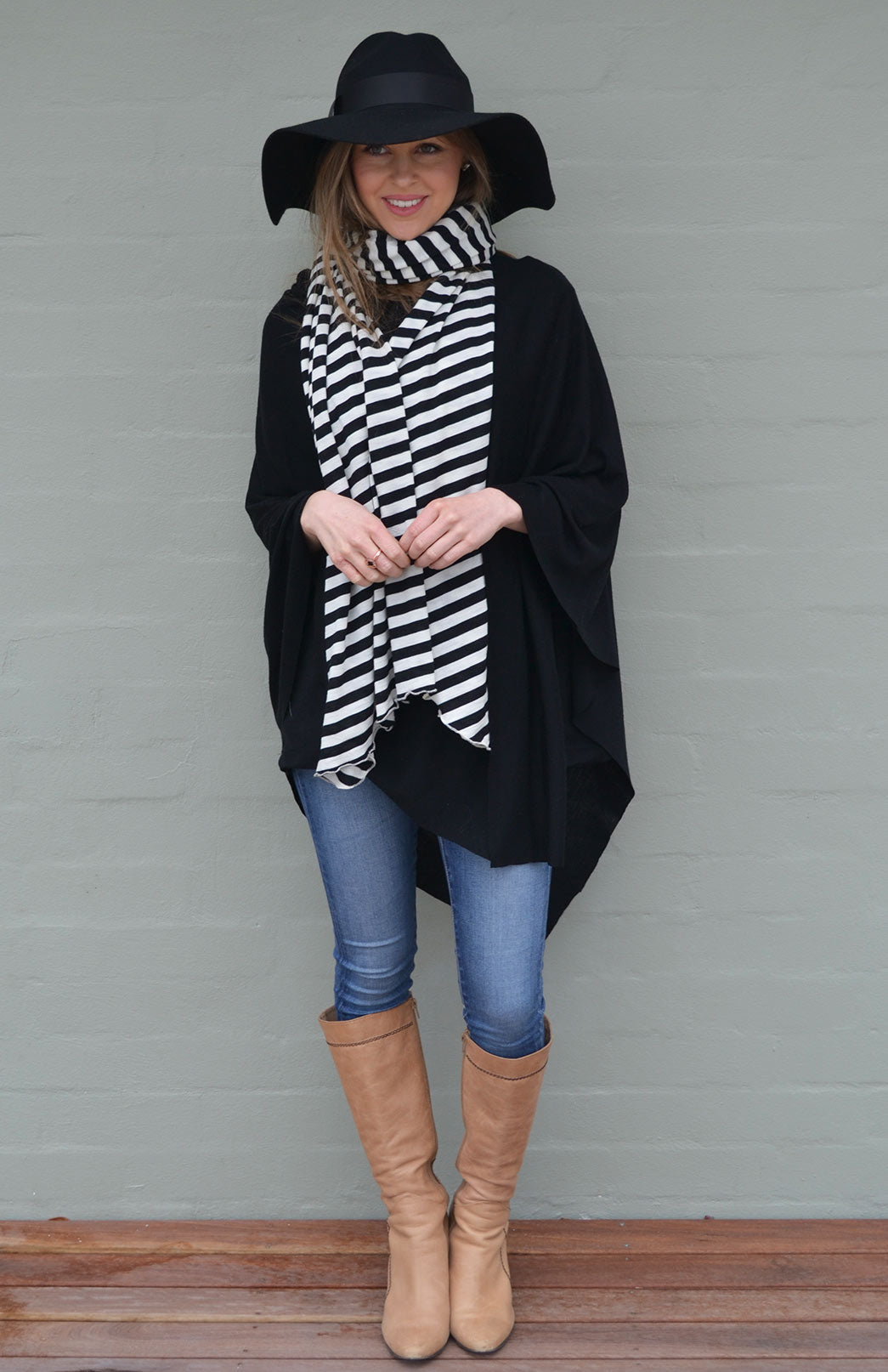 Black Women's Merino Wool Poncho