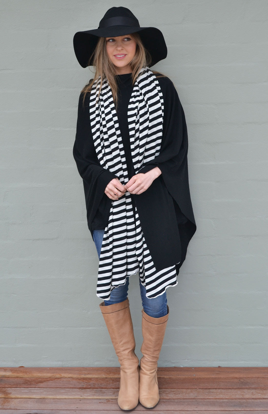 Black Women's Merino Wool Poncho