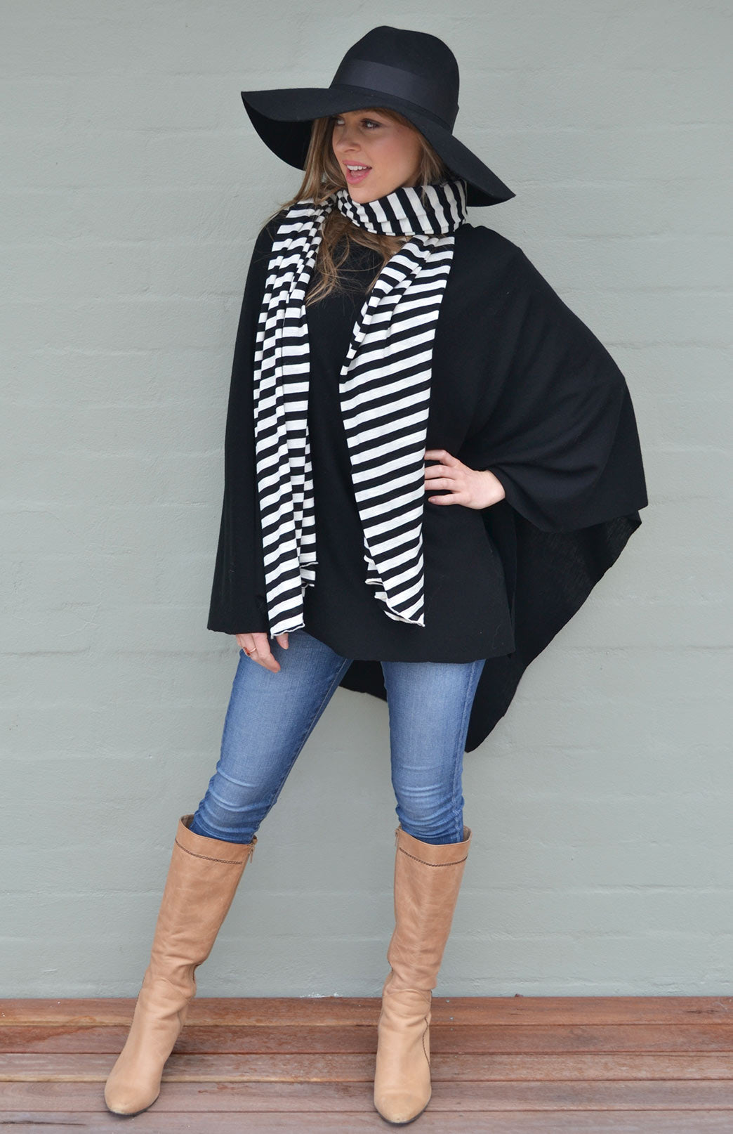 Black Women's Merino Wool Poncho