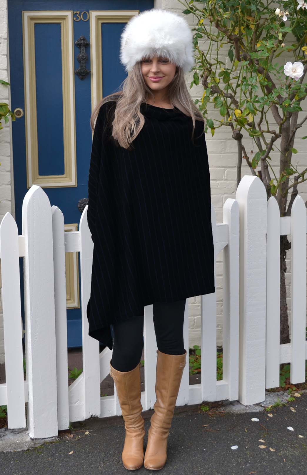 Black Women's Merino Wool Poncho