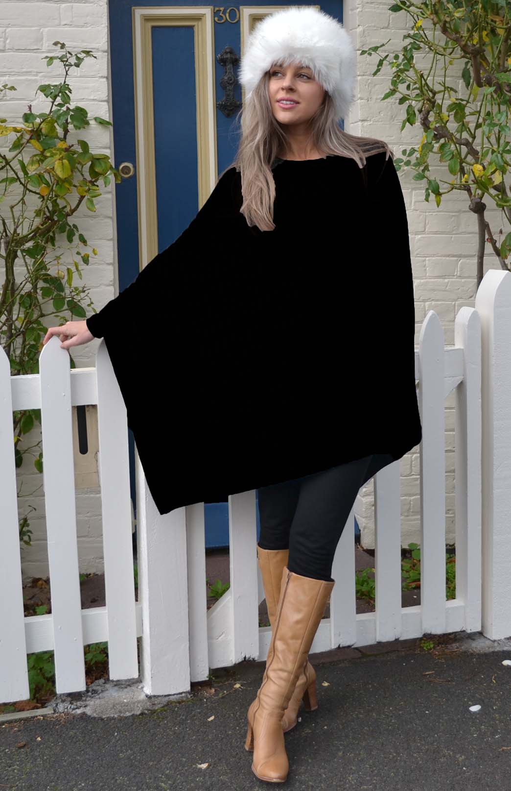 Black Women's Merino Wool Poncho