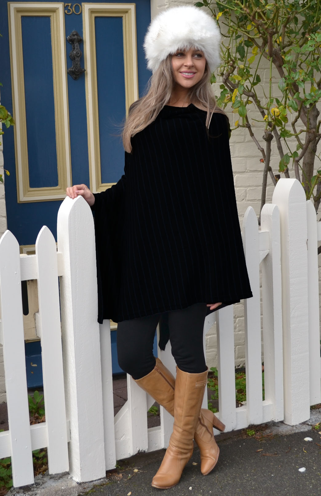Black Women's Merino Wool Poncho