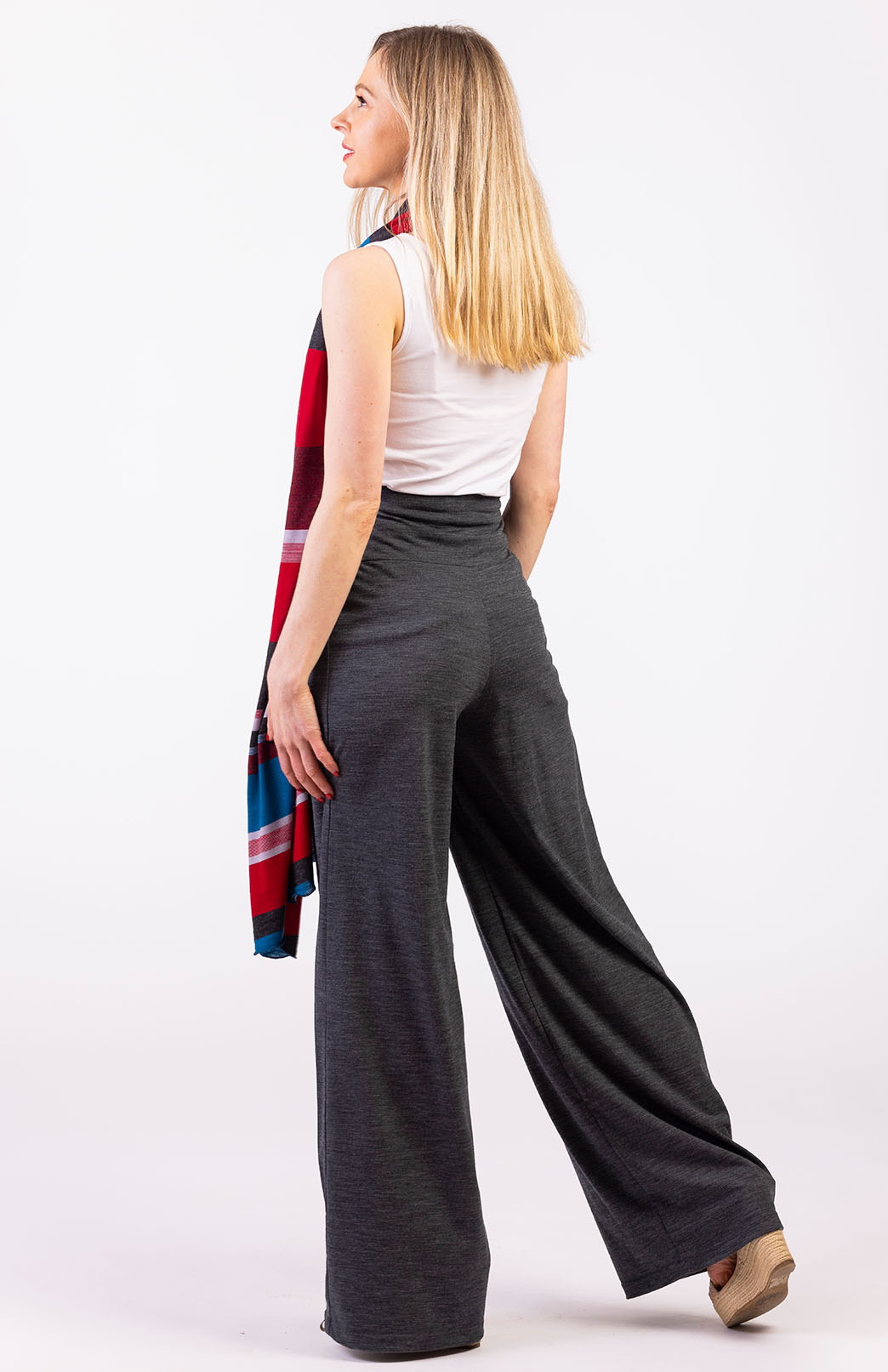 Charcoal Marl Women's Merino Wool Palazzo Pants