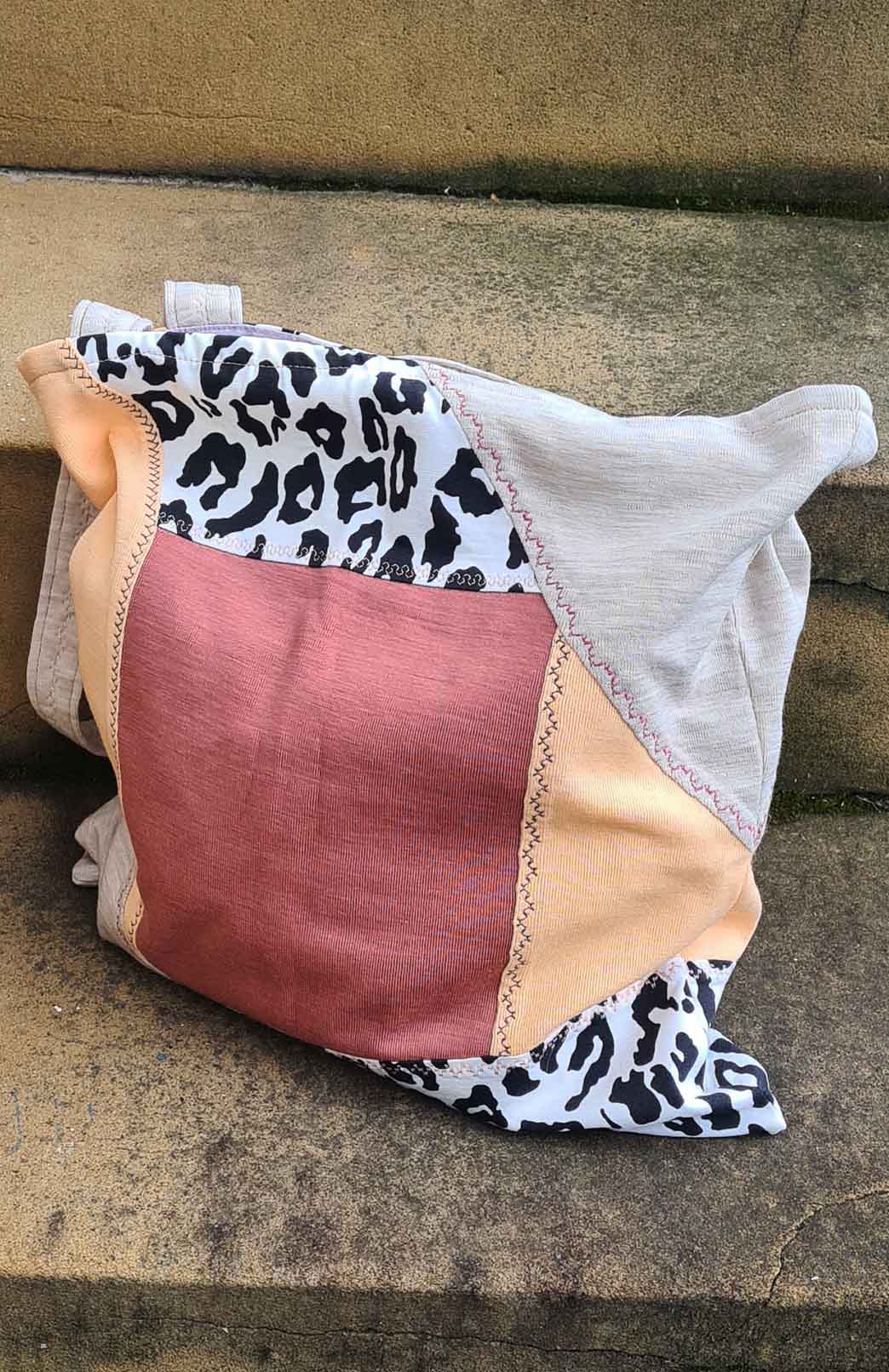 Neutral & Leopard Bag Merino Wool Patchwork Tote Bag